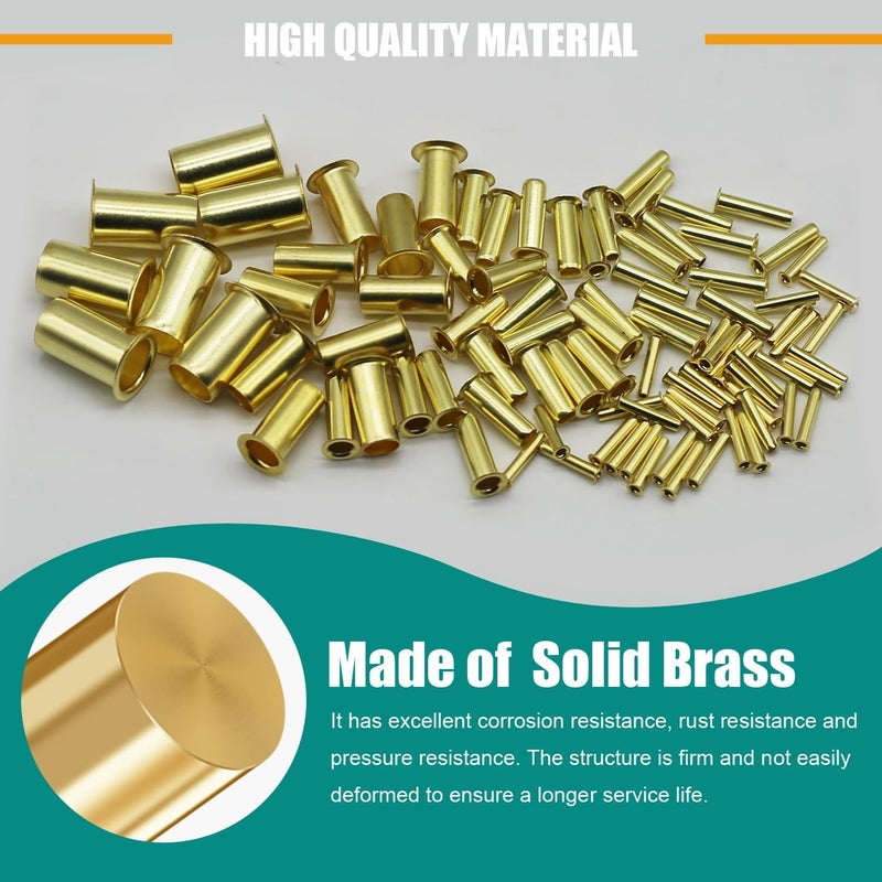 Dekiphox 280PCS Brass Compression Insert，for Tube OD 1/8" 3/16" 1/4" 5/16'' 3/8" 1/2", Insert Tube Compression Sleeve Fitting Assortment Kit - Image 4